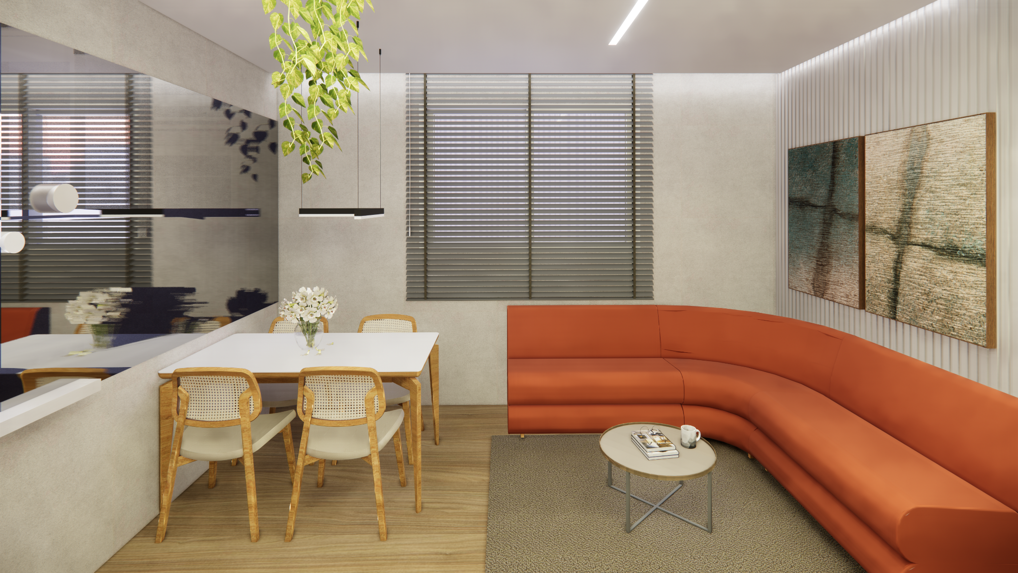 Apartamento N. S. do Brasil — sala de estar e jantar