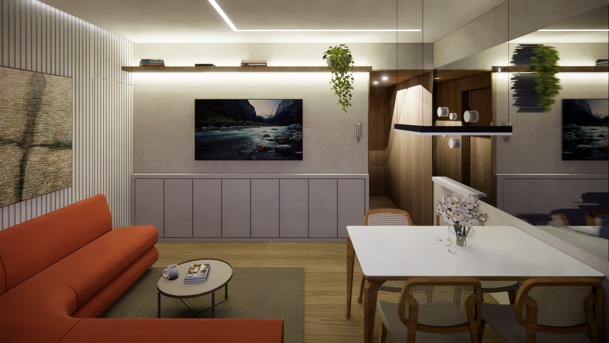 Apartamento N. S. do Brasil — sala de estar e jantar