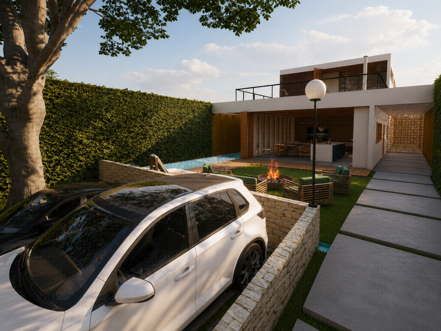 Casa Cachoeirinha — área externa, piscina e jardim