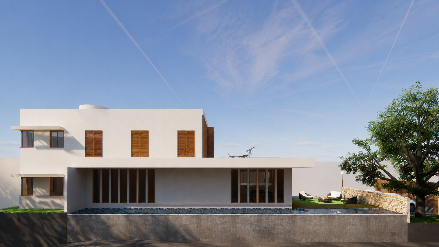 Casa Cachoeirinha — fachada posterior com piscina