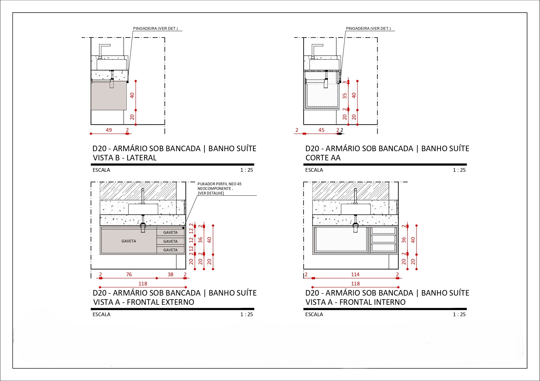 Detalhamento de interiores — prancha técnica 3